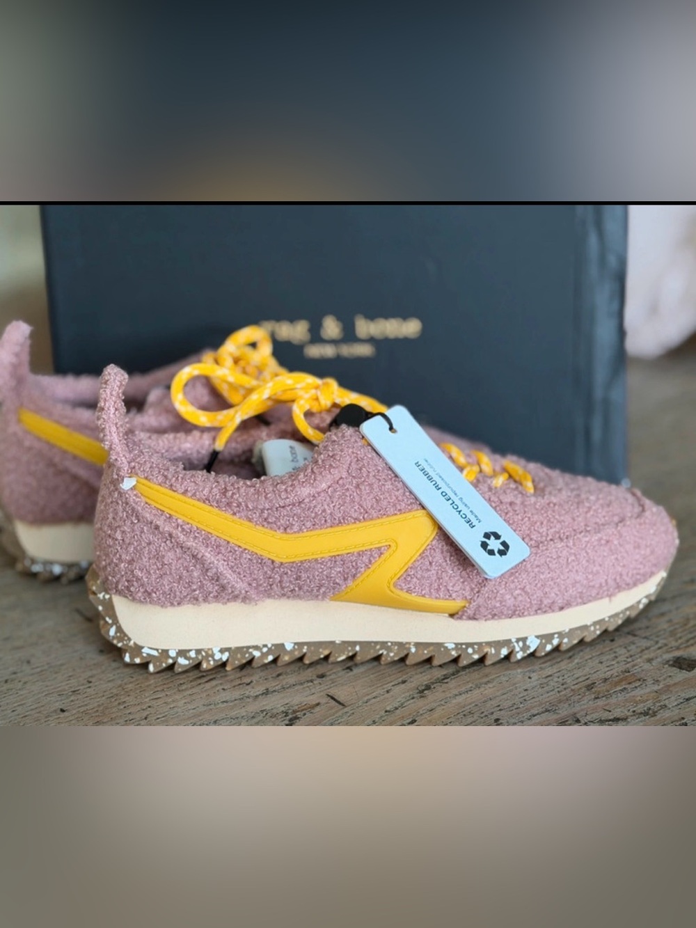 Rag & Bone Retro Runner Sherpa Rose Dust Low Top Sneakers